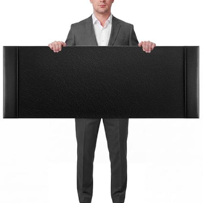 47.2 x 17 Inch Leather Desk Pad with Side Rails Mat, Black - color: Black, size: 47.2" x 17"
