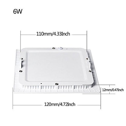 5 Pack 6W LED Panel Light Lamp,Square LED Recessed Downlight Panel Ceiling Lighting with LED Driver, AC85-265V, Hole Size 110MM (6W, Cool White) - color: Coolwhite, size: 6w
