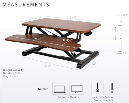 VIVO Dark Walnut 26 in Standing Desk Converter, DESK-V026KA - color: Dark Walnut, size: 26"