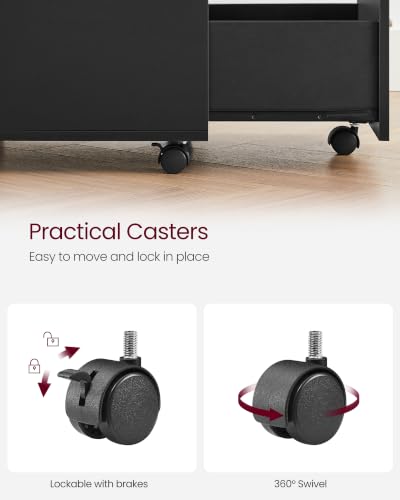 VASAGLE 2-Drawer File Cabinet, Small Rolling, Locking, Printer Stand - color: Ink Black, size: with Lock
