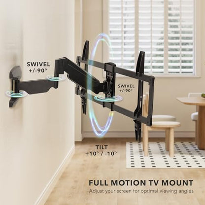 Mount-It! Pull Down TV Mount, Drop Down Wall Mount with Gas Spring Arm, Height-Adjustable TV Mount for 37-80 Inch TVs, Full Motion Swivel Tilt Bracket for Fireplace, Fits VESA 600x400, Up to 88 lbs