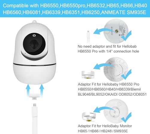 Baby Monitor Mount Compatible with HelloBaby HB6550/HB65/HB66/HB248,ANMEATE SM935E Baby Monitor Camera 15.7 inches Flexible Clip Clamp Mount Long Gooseneck Arm, Baby Monitors Holder Without Tools