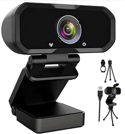 Webcam 1080p HD Computer Camera Microphone Laptop USB PC Webcam - color: Black-1080P