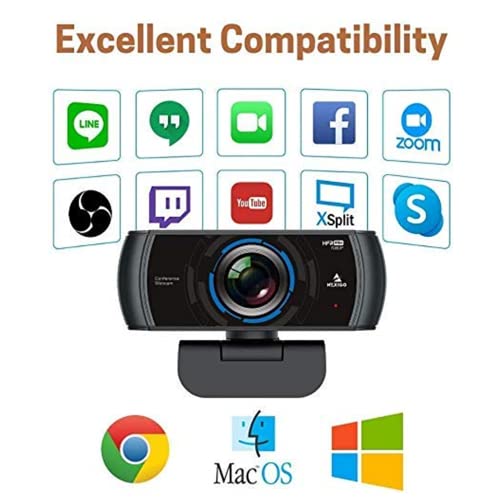 NexiGo N980P 1080P 60FPS Webcam with Microphone and Software Control, USB Computer Camera, Built-in Dual Noise Reduction Mics, 120° Wide-Angle for Zoom/Skype/FaceTime/Teams, PC Mac Laptop Desktop - color: black