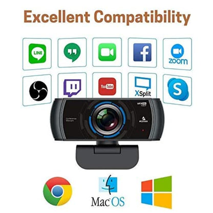 NexiGo N980P 1080P 60FPS Webcam with Microphone and Software Control, USB Computer Camera, Built-in Dual Noise Reduction Mics, 120° Wide-Angle for Zoom/Skype/FaceTime/Teams, PC Mac Laptop Desktop - color: black