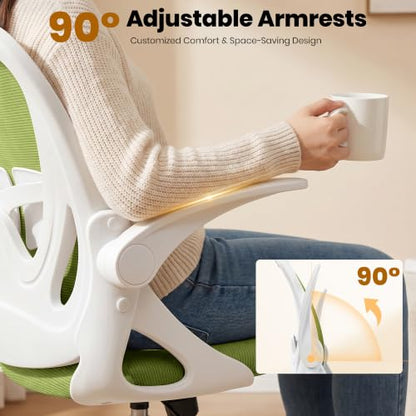 Primy Drafting Chair Tall Office Chair with Flip-up Armrests Executive Ergonomic Computer Standing Desk Chair with Lumbar Support and Adjustable Footrest Ring (AvocadoGreen) - color: Avocado Green, size: 934-Z