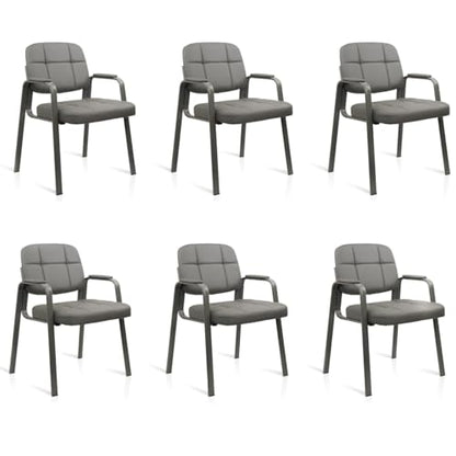 CLLATINA Waiting Room Chairs with Padded Arms Leather Guest Chair no Wheels for Office Reception and Conference Desk Gery, 6PK - color: Grey, size: 6 pack