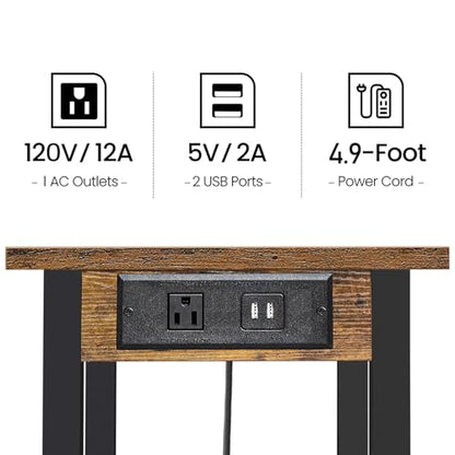 TUTOTAK Printer Stand, 2 Tier Rolling Printer Cart with Charging Station - color: Brown, size: 2 tier(18.9 x 13.4 x 15.4inchs)
