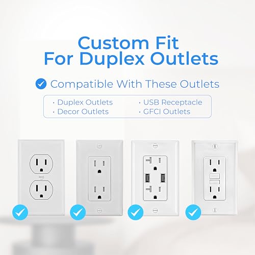 Wall Mount Power Strips Wall Charger 6 Outlet Extender 4 USB Ports (5V, 2.4A, 12W) and Night Light 3-Sided Power Strip with Adapter Spaced Outlets - Multi Plug Outlet Surge Protector for Home Office - color: White