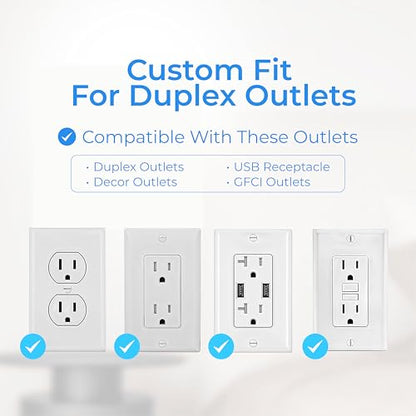 Wall Mount Power Strips Wall Charger 6 Outlet Extender 4 USB Ports (5V, 2.4A, 12W) and Night Light 3-Sided Power Strip with Adapter Spaced Outlets - Multi Plug Outlet Surge Protector for Home Office - color: White