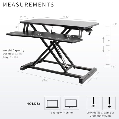 VIVO Black 26 in Standing Desk Converter, DESK-V026KB - color: Black, size: 26"