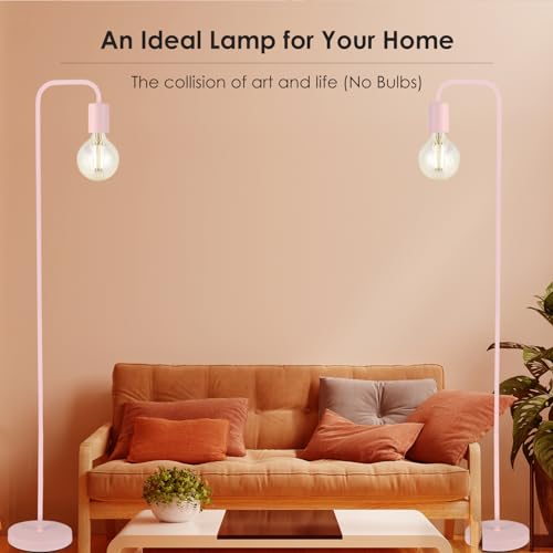 BoostArea Floor Lamp, Modern Cute Pink Floor Lamp, 63Inch Metal Standing Lamp, E26 Socket, On/Off Footswitch, ETL Listed, Tall Thin Skinny Cool Floor Lamp for Living Room, Bedroom Decor, Minimalist - color: Pink