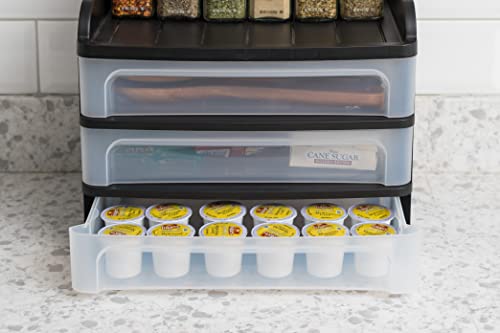 IRIS USA 3-Drawer Medium Desktop Organizer with Paper Tray, Black - color: Black, style: Medium with Tray Top - 1 Pack