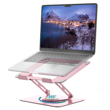 ALASHI 360° Rotating Laptop Stand, Multi-Angle, 10-17", Pink - color: C-Pink
