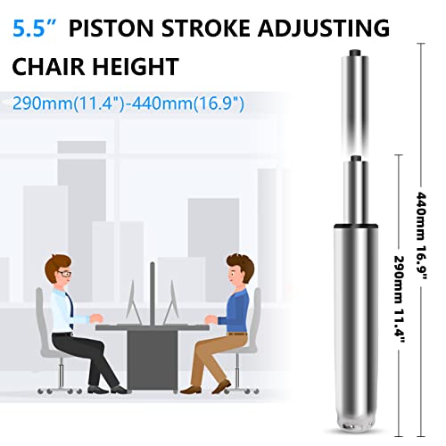 Omyoffice 5.5” Office Chair Cylinder Replacement, Class 4 Piston (Silver) | Heavy-Duty 1000 lbs, Hydraulic Pneumatic Gas Lift, Universal Fit Most Executive Gaming Desk Chairs - color: Silver