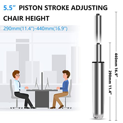 Omyoffice 5.5” Office Chair Cylinder Replacement, Class 4 Piston (Silver) | Heavy-Duty 1000 lbs, Hydraulic Pneumatic Gas Lift, Universal Fit Most Executive Gaming Desk Chairs - color: Silver