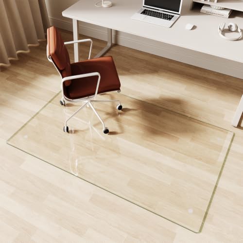 Glass Chair Mat 32" x 54" Tempered Glass Office Chair Mat - color: Transparent, size: 54" x 32"