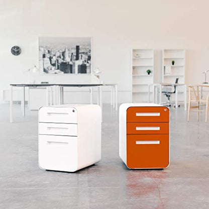 Laura Davidson Furniture Stockpile 3 Drawer File Cabinet with Lock - Under Office Desk Metal Filing Cabinet, Legal/Letter File Folders, Wheels and Stationary Feet, Pre-Assembled, Black - color: Black