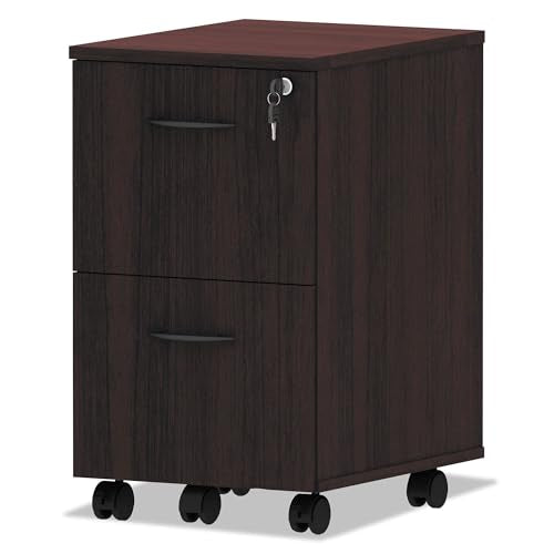 Alera Alera Valencia Series Mobile Pedestal, Left Or Right, 2 Legal/Letter-Size File Drawers, Mahogany, 15.38" X 20" X 26.63"