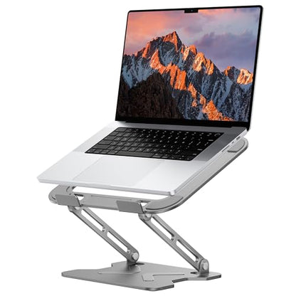 JCZT Adjustable Laptop Stand for Desk, Metal Foldable Laptop Riser, Grey | Ergonomic Portable Laptop Stand, Ventilated Cooling Computer Notebook Holder for MacBook Air Pro, All 10-16'' Laptops - color: Grey