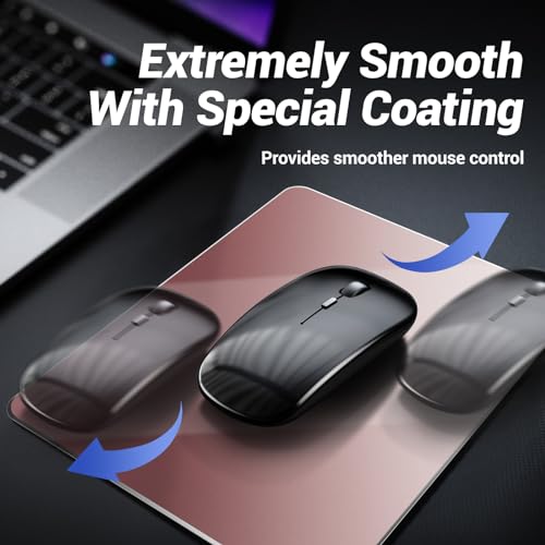 HONKID Metal Aluminum Mouse Pad Pink, Office and Gaming Thin Hard Mouse Mat Double Sided Waterproof Fast and Accurate Control Mousepad for Laptop, Computer and PC,9.06"x7.08",Rose Gold - color: Rose gold, size: 9.1L x 7.1W inches