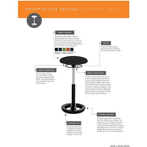 Safco Products Twixt Active Seating, Orange - color: Orange, style: Extended-Height