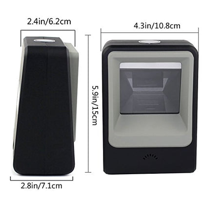 2D QR Barcode Scanner,Symcode Omnidirectional Hands-Free USB Automatic Barcode Reader for Mobile Payment Computer Screen Scan - color: Black