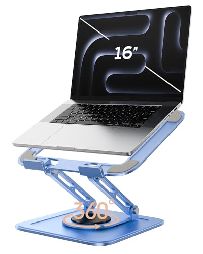 LOXP Adjustable Laptop Stand, Computer Stand with 360 Rotating Base | Ergonomic Laptop Riser Mount for Desk Foldable Protable Computer Desk Fits with MacBook Pro Air (10-16") - Blue