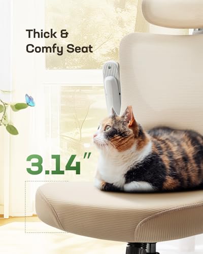 Marsail Ergonomic Office Chair: Office Computer Desk Chair with High Back Mesh and Adjustable Lumbar Support Rolling Work Swivel Task Chairs with Wheel 3D Armrests and Headrest (White) - color: White