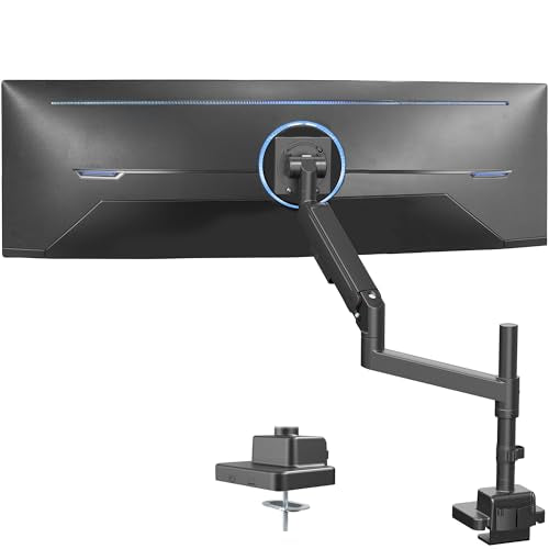 VIVO Heavy Duty Ultrawide Monitor Arm with Pole, 57 inch Screens up to 59.4 lbs, Desk Mount TV and Monitor Stand Designed for Samsung Odyssey Ark, Neo G9, ViewFinity S9, and More, Black, STAND-GT57T
