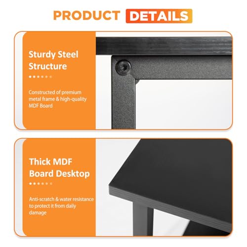 L Shaped Computer Desk, 43 Inch Corner Desk with Reversible Storage Shelves, Home Office Desk with Metal Frame, Modern Simple Style for Home Office, Living Room, Bedroom, Black - size: 43 inch