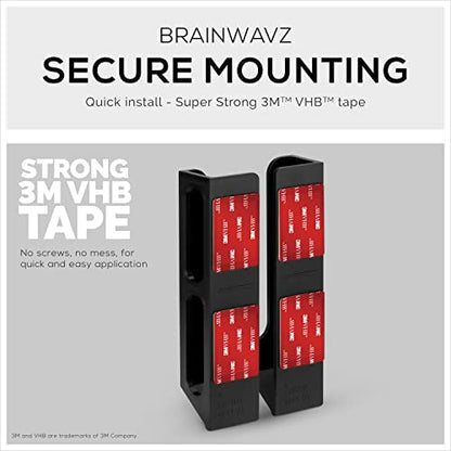 BRAINWAVZ Wall Mount Laptop Holder with Adhesive & Screw in, 1.2" / 31mm, for Macbooks, Surface, Keyboards, Switch, Tablets & More - color: black