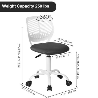 Homy Casa Adjustable Swivel Dining Caster Chair, Black Mesh Seat | Black mesh seat, adjustable height, 360° swivel and rolling casters for flexible dining, kitchen and multipurpose seating. - color: Black Mesh