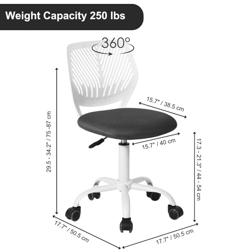 Homy Casa Adjustable Swivel Dining Caster Chair, Black Mesh Seat | Black mesh seat, adjustable height, 360° swivel and rolling casters for flexible dining, kitchen and multipurpose seating. - color: Black Mesh