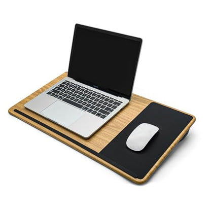 Lap Desk with Soft Cushion and Wrist Rest – Portable Laptop Desk for Bed, Couch & Home Office, Removable Mouse Pad & Anti-Slip Strip for 17 inch Laptop (Large, Wood Pattern) - size: Large
