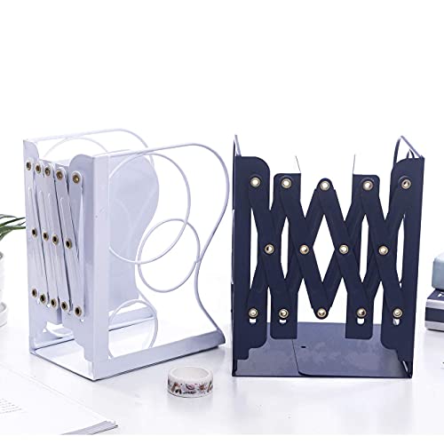 Adjustable Bookends Metal Book Ends for Heavy Book Holder | Heavy Duty, Desktop Book Organizer, Binder Holder, Nonskid Book End for Bookshelf, - color: Black-round