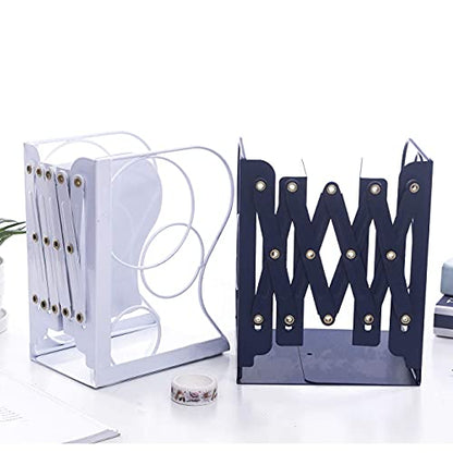 Adjustable Bookends Metal Book Ends for Heavy Book Holder | Heavy Duty, Desktop Book Organizer, Binder Holder, Nonskid Book End for Bookshelf, - color: Black-round
