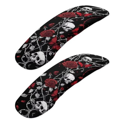 2 Pieces Office Chair Armrest Slipcovers Covers Skull Rose Butterfly Print Desk Chair Arm Covers with Elastic Edge, Home Decorations, Black - color: Black - Skull Rose Butterfly