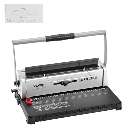 VEVOR Coil Binding Machine, Manual Book Maker 34-Holes Binding 120 Sheets, Punch Binder with Adjustable Side Margin, for Letter Size, A4, A5 - style: Coil Binding