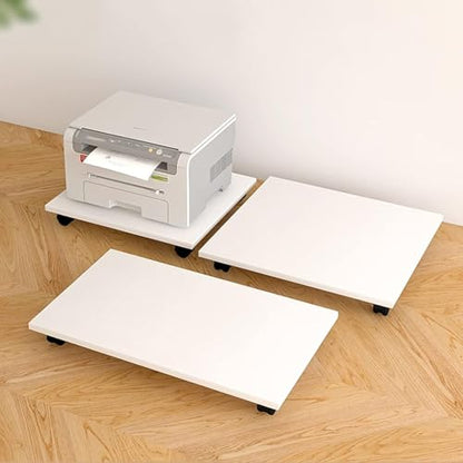 Printer Shelf Stand Under Desk Printer Stand with 4 Caster Wheels Office Movable Printer Copier Stand CPU Holder White Rolling Plant Rack Tray Printer Carts & Stands - size: 49*44cm