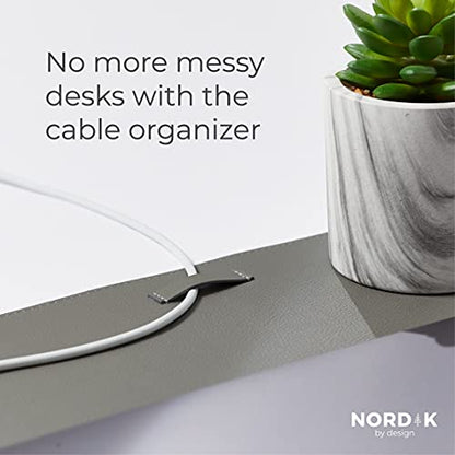 Nordik Leather Desk Mat - Alaskan Gray - Large Leather Desk Pad (35x17 in) | Premium Vegan Leather Desk Pad with Cable Organizer, Giftable, Extended Waterproof Mouse Mat, Non-Slip Desk Pad Protector - color: Alaskan Gray