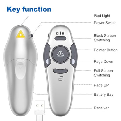 QUI Presenter Clicker USB A&C Bundle | Pen-Shaped White & Remote-Shaped Silver