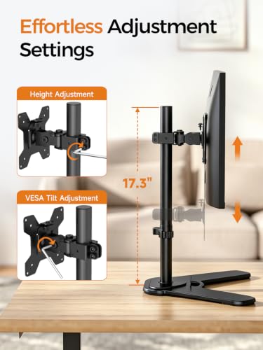 Suptek Single Monitor Mount, Adjustable Monitor Desk Mount for Fully Adjustable Stand 1 / Single Screen up to 32 inches (ML97401SEY) - size: Single Monitor Mount, style: Free standing