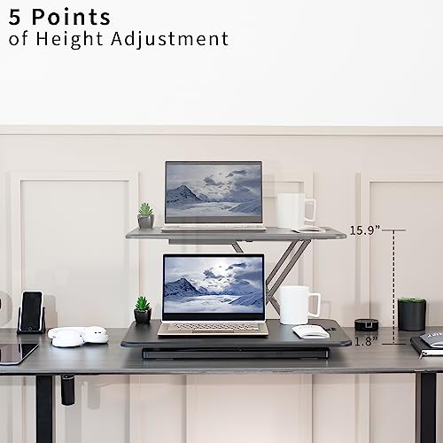 VIVO 26 in Single Top Standing Desk Converter, Ultra-Slim Desk Riser - color: Black, size: 26"