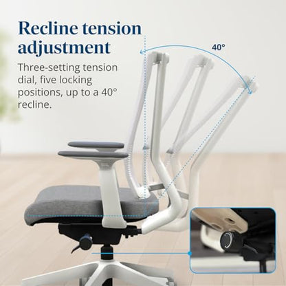 Clarksville Ergonomic Office Chair, Adjust Lumbar Support, Fog | Mesh Back Office Chair, Synchro-Tilt Recline Home Office Desk Chairs with 3-Way Arms, 300 lb Capacity Computer Chair - color: Fog