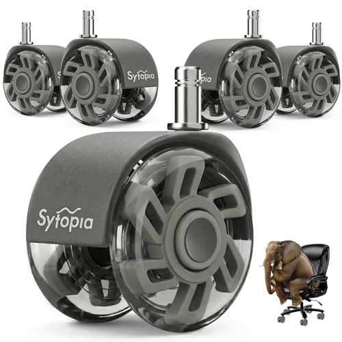 Office Chair Wheels Replacement, 2.5 Inch Universal Casters for Hardwood Floors & Carpet, Heavy Duty, Quiet, Scratch-Free, Fits Most Chairs, Easy Install, Set of 5,Light Grey - style: 2.5 inch-Light Grey