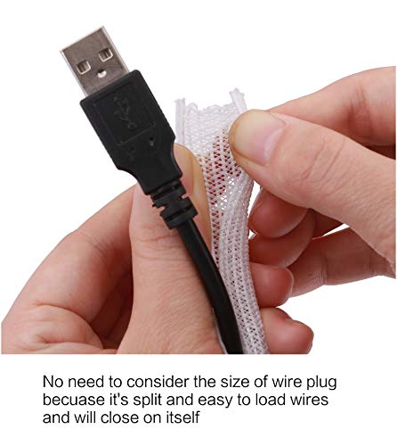 Alex Tech 25ft - 1/4 inch Cord Protector Wire Loom Tubing Cable Sleeve Split Sleeving for USB Cable Power Cord Audio Video Cable - Protect Cat from Chewing Cords - White - color: White, size: 1/4"-25ft