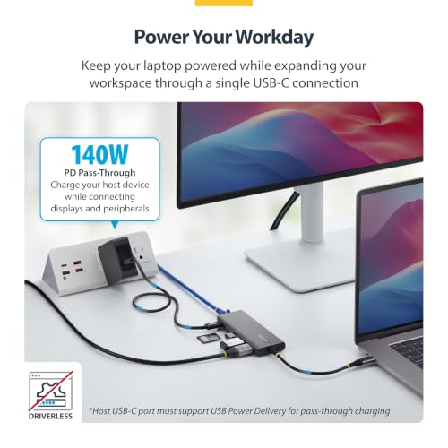 StarTech 6-in-1 USB-C Mini Dock, 4K HDMI, 140W PD, 10Gbps, 2.5GbE, SD