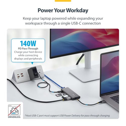 StarTech 6-in-1 USB-C Mini Dock, 4K HDMI, 140W PD, 10Gbps, 2.5GbE, SD