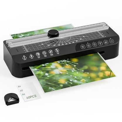9-Inch Laminator Machine,A4 Cold & Thermal Laminator Machine,85-Second Quick Heat-Up,Thermal Lamination ABS Jam-Release,40 Pouches,Paper Cutter & Corner Rounder - Perfect for Teachers, Home & Office